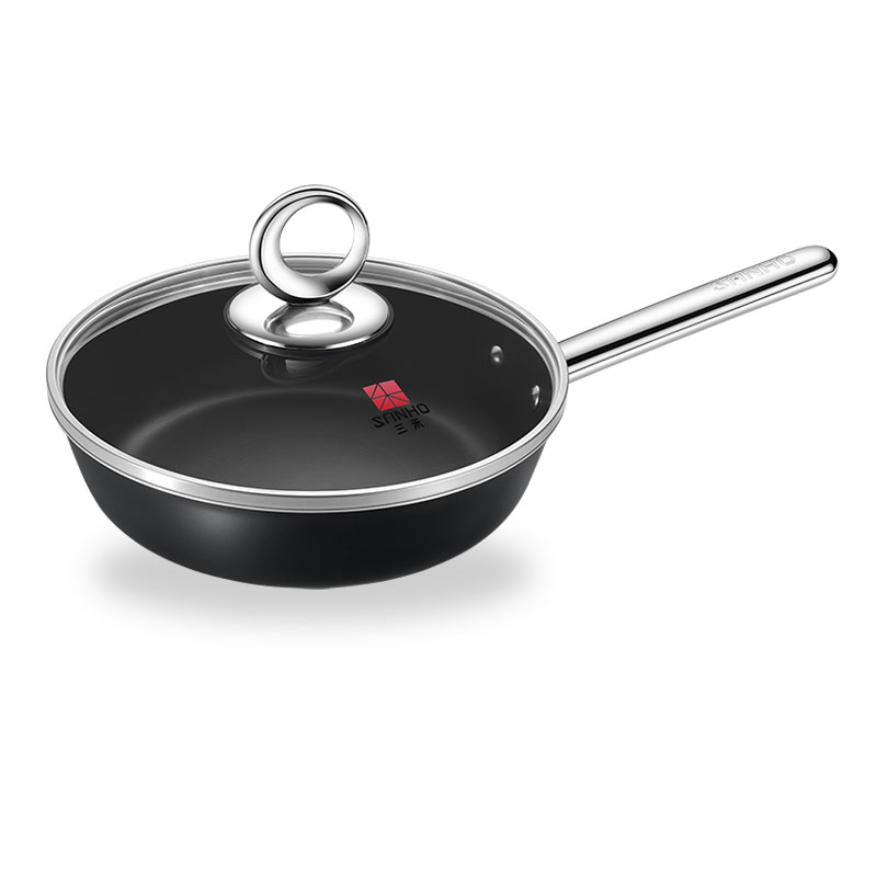 三禾锅具（SANHO）0涂层不粘月瑾系列 LJ26S4（黑色）26CM（单位：个） 曜石黑